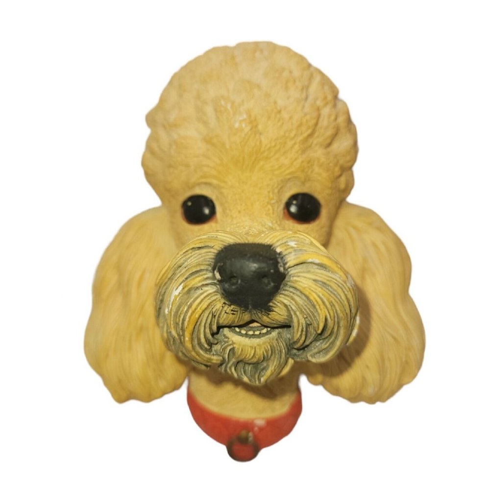 Vintage Bossons Poodle Chalkware Dog Head 1968 England Large Creamy White